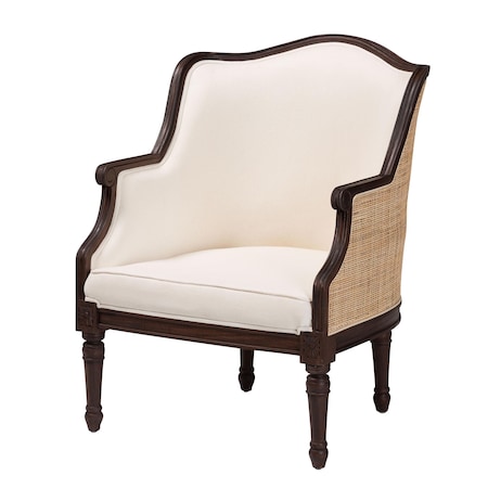 Bali & Pari Ornella Traditional French Beige Fabric and Dark Brown Finished Wood Accent Chair 238-13385-ZORO